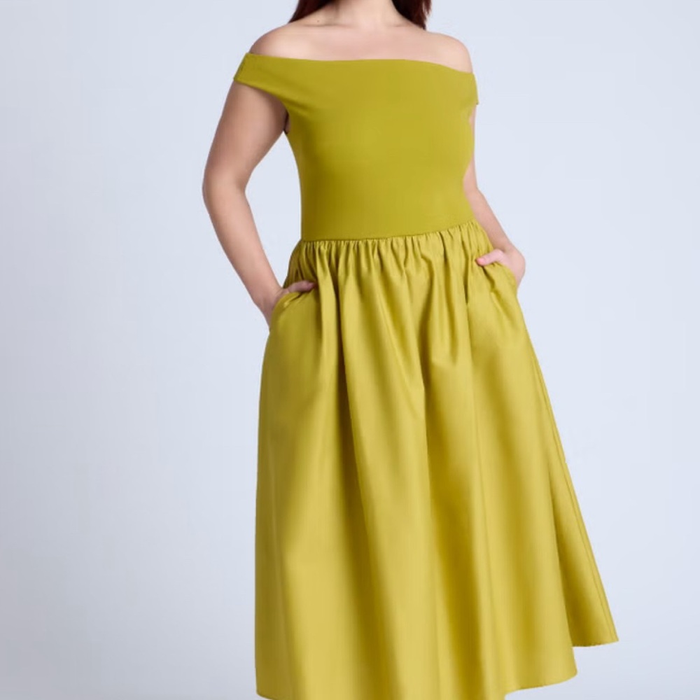 Elegant Off-Shoulder Chartreuse Dress